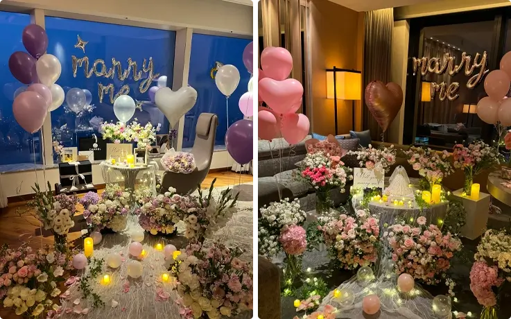 Romantic proposal setup in a Seoul hotel with Premium package