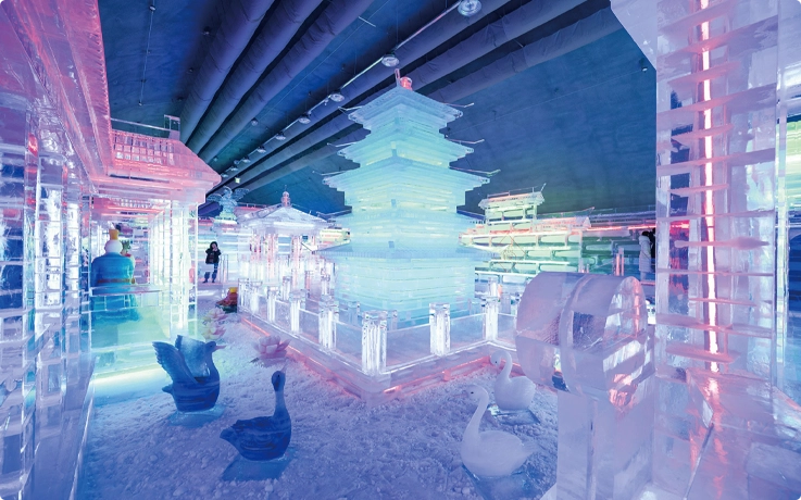 Snow sculpture exhibition at Hwacheon Sancheoneo Ice Festival