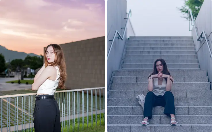 Visitor posing for a photoshoot with a professional photographer in Seoul