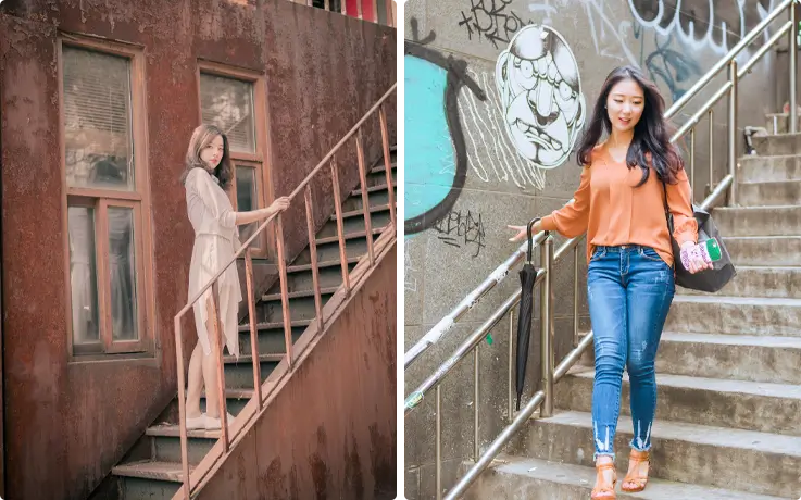 Visitor posing for a photoshoot with a professional photographer in Seoul