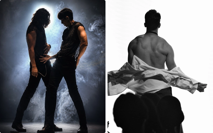 Performers performing Sexy Man Standing Show Musical