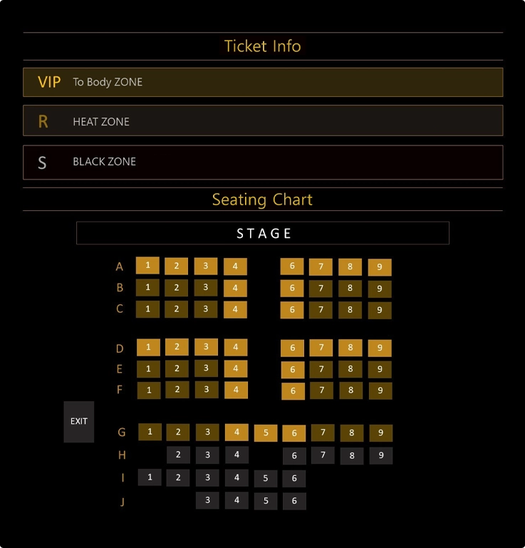Seating map of Sexy Man Standing Show Musical