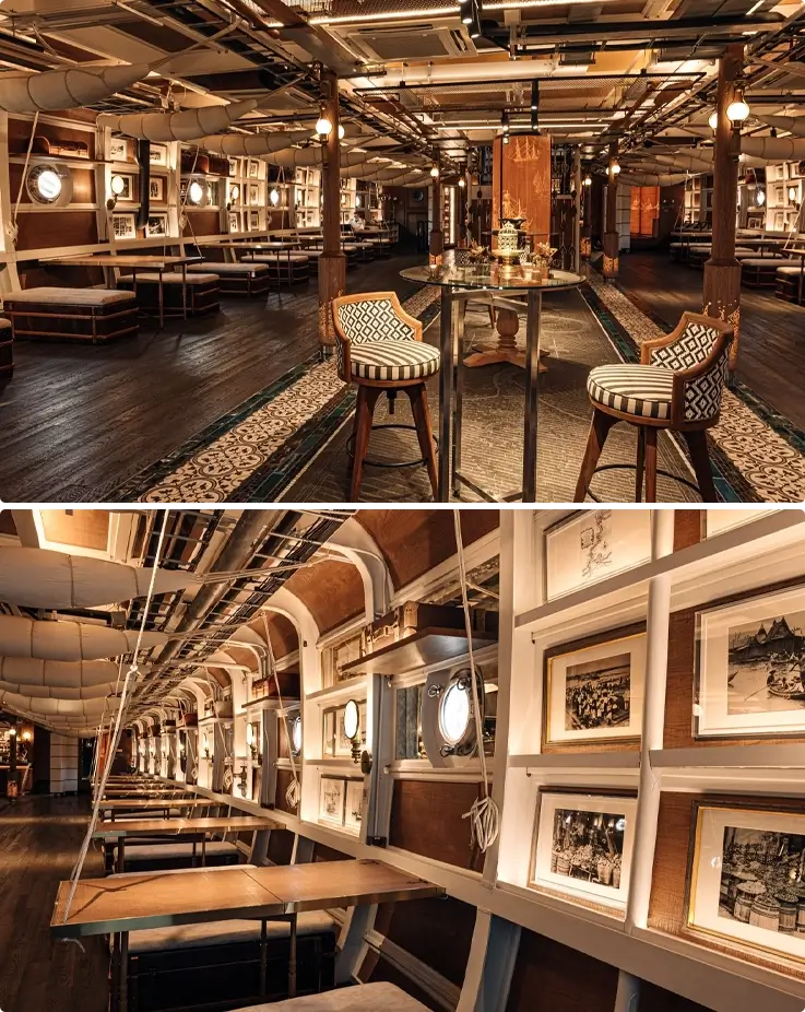 Indoor seating at Sirimahannop at Asiatique The Riverfront in Bangkok