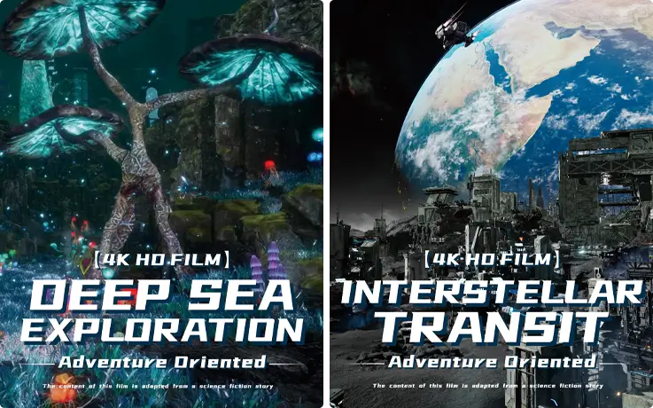 Rail Cinema poster: deep sea exploration, interstellar transit at Space & Time Cube + Bangkok