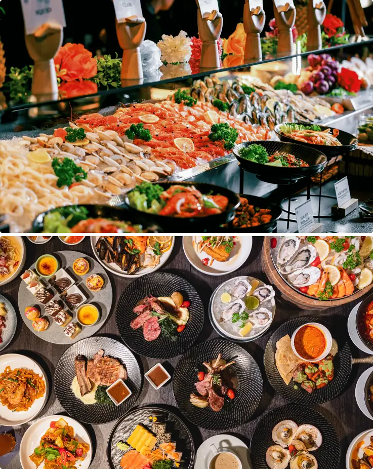 Seafood served in stock room buffet at Kimpton Maa-Lai Hotel in Bangkok