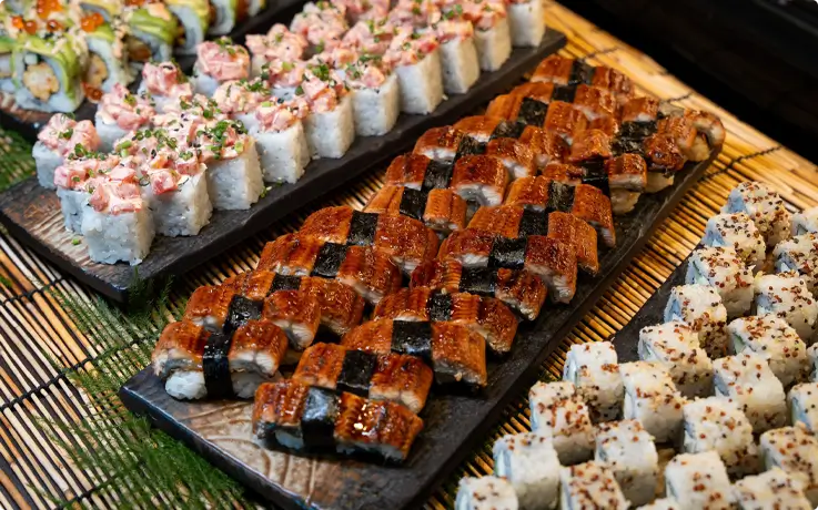 Japanese station in stock room buffet at Kimpton Maa-Lai Hotel in Bangkok