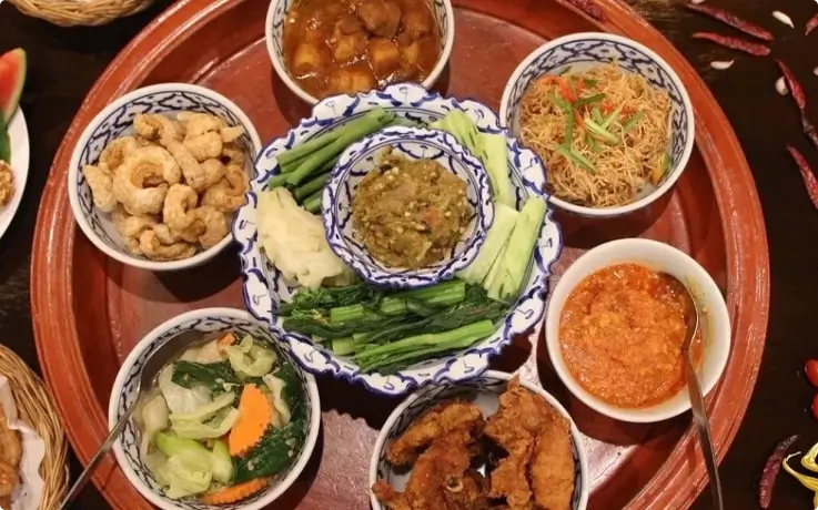 Traditional Khantoke meal at Khum Khantoke Chiang Mai