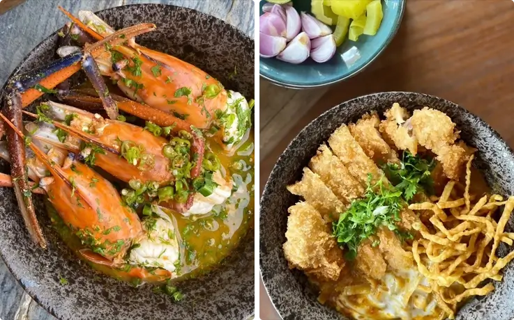Dishes at KANG Jingjai restaurant in Chiang Mai