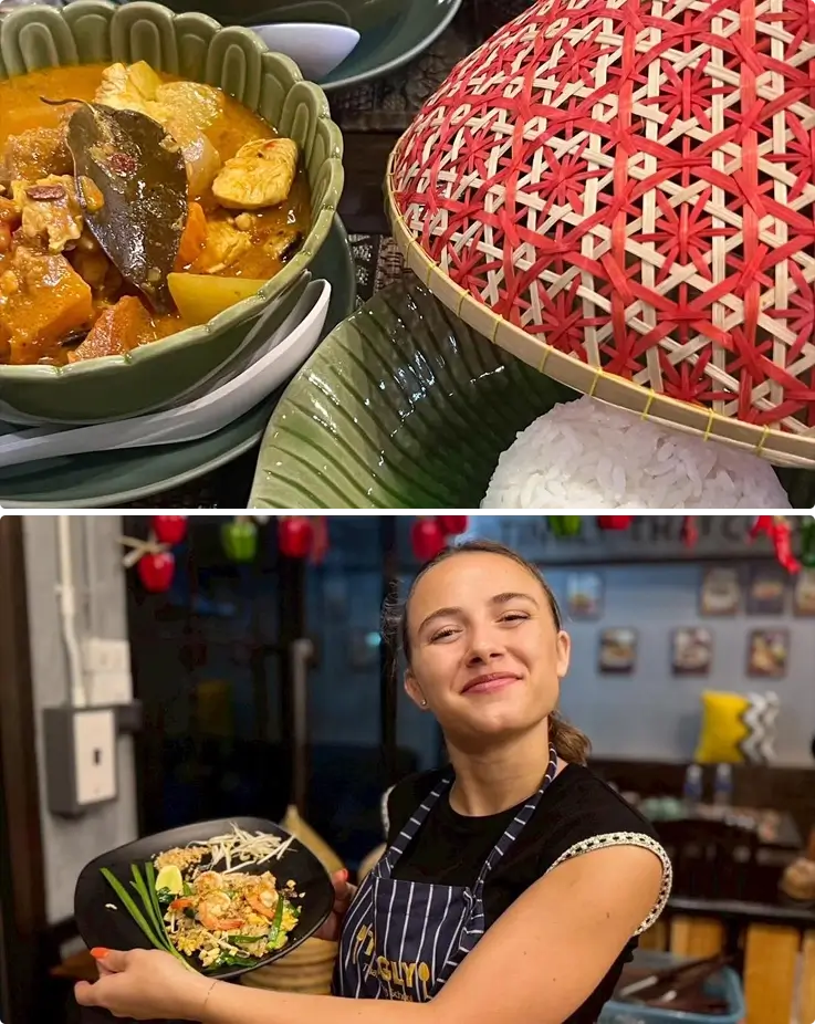 Menus made at Tingly Thai Cooking School: massaman curry on top, pad thai on the bottom