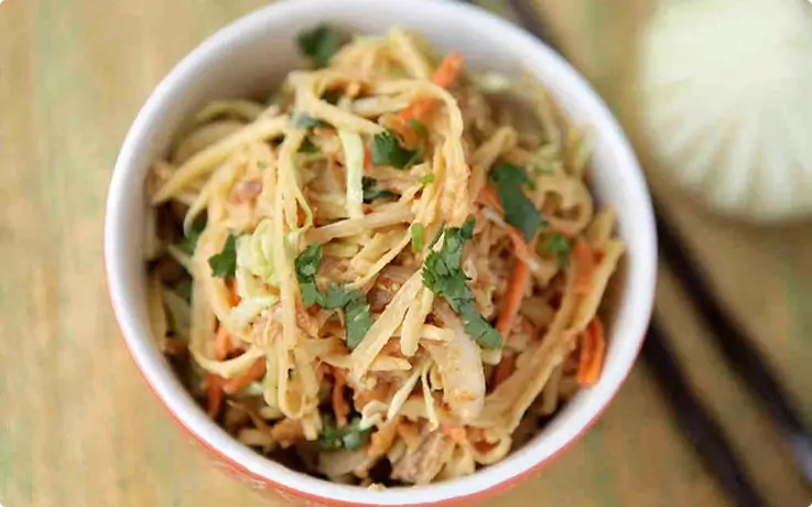 Mango salad at vegan cooking class in Chiang Mai by Mai Kaidee