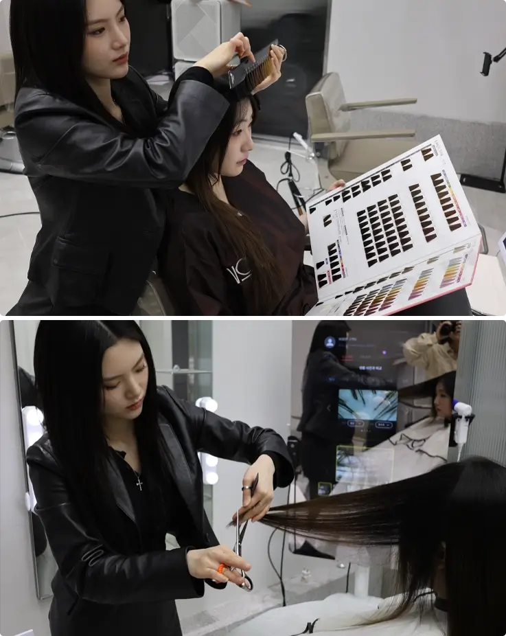 Coloring and haircut service at Vog Hair Hongdae Branch
