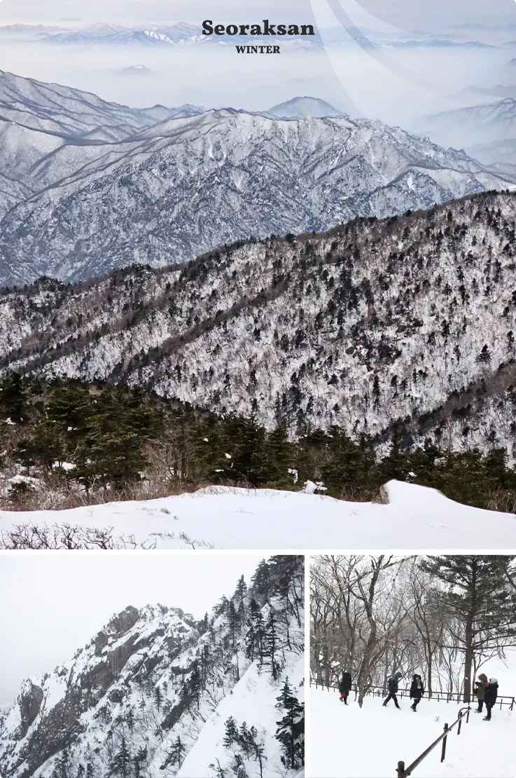 Seoraksan Mountain peaks covered in snow