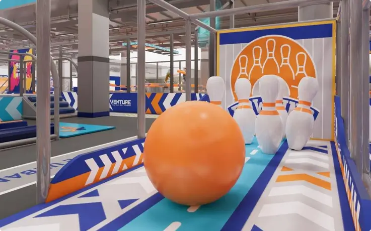 Bowling zone at Xventure indoor sports park in Chiang Mai