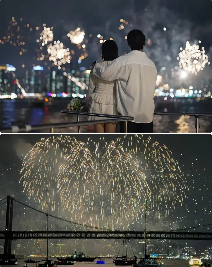 Fireworks from Busan yacht tour in Gwangalli Beach