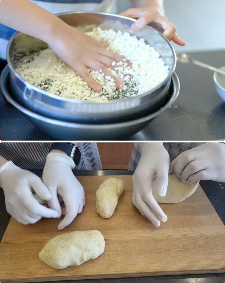 Visitors making Yakgwa at Rasunjae academy in Gyeongju