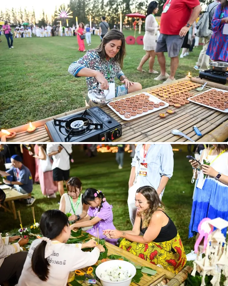 Visitors enjoying DIY craft experiences at Yee Peng Lanna Sky Lantern Festival