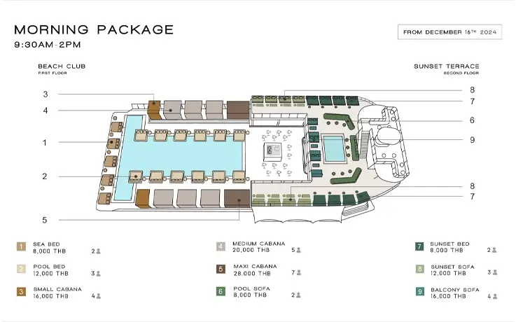 Seating plan of Yona Beach Club
