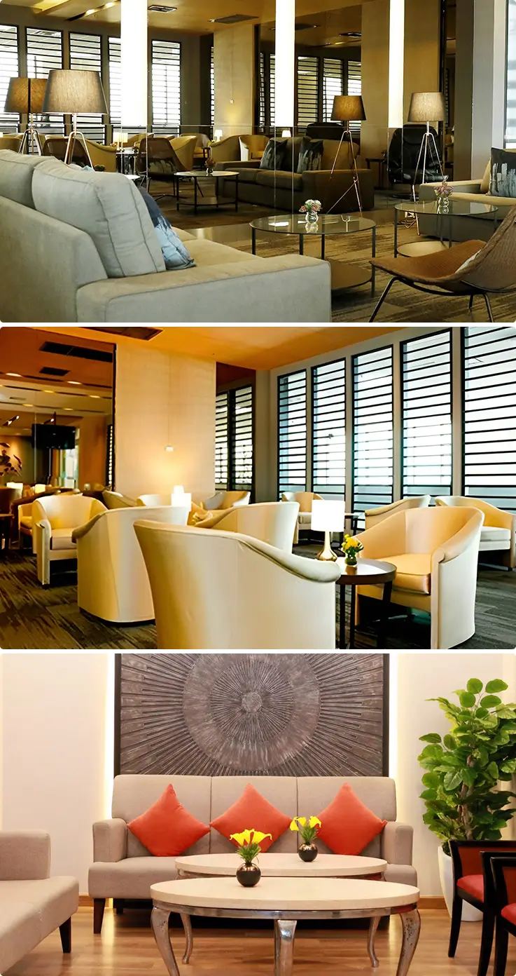 Various comfortable seats at Bangkok Don Mueang International Airpot Miracle Lounge
