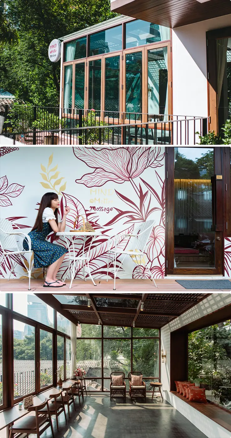 Calming natural exterior of Mind n Matter Massage in Bangkok