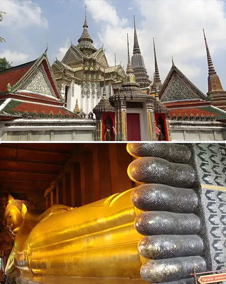 Wat Pho and its 46-meter Reclining Buddha in Bangkok