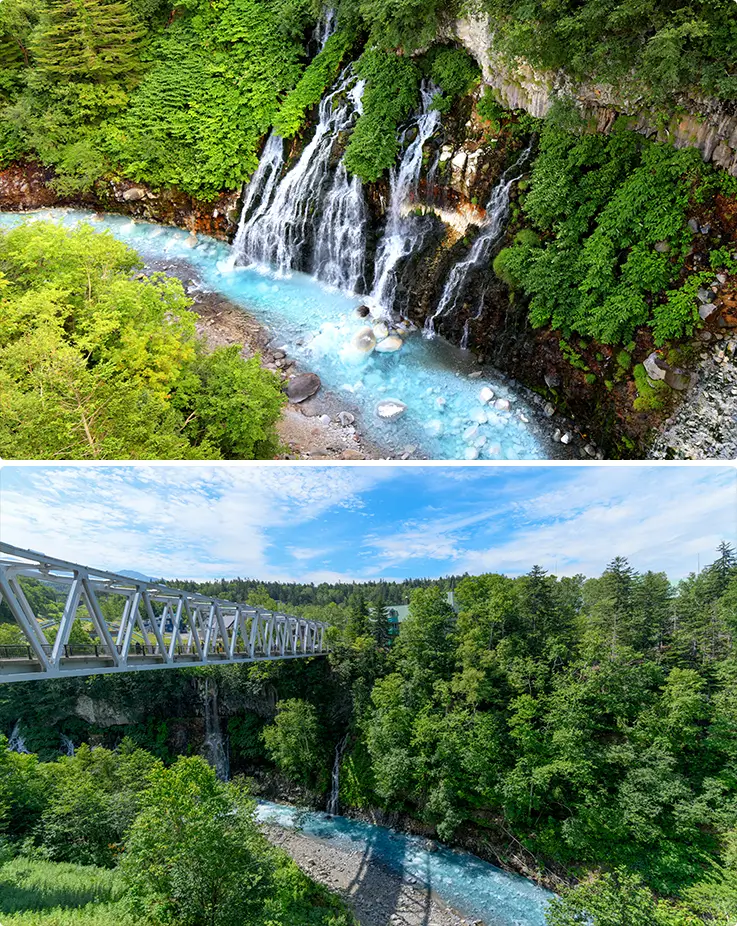 Overwhelming Shirahige Waterfall in Biei