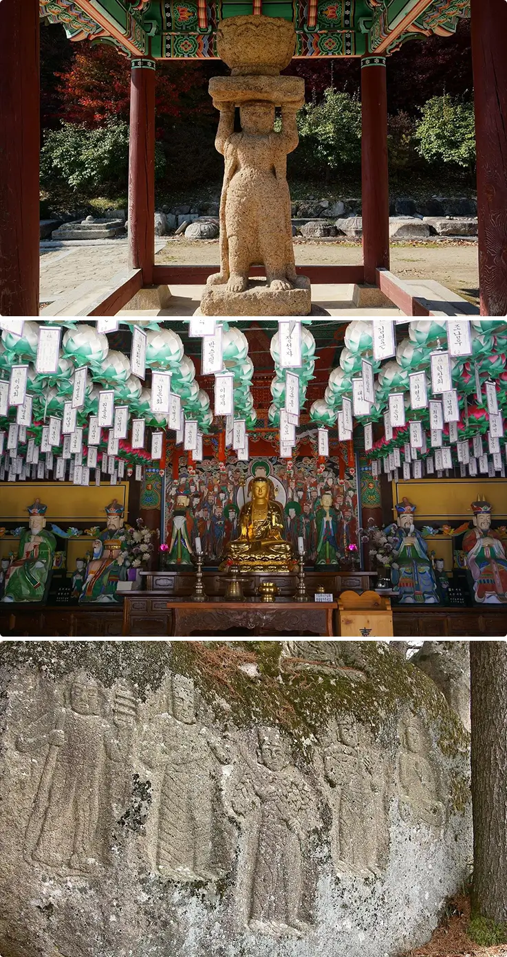 Sacred Buddha statues at Beopjusa Temple in Songnisan National Park in Boeun