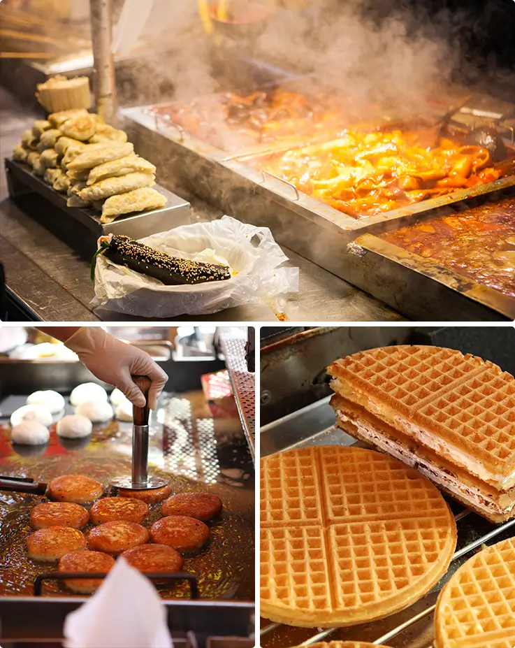 Delicious local street foods at Gukjae Market and BIFF Square in Busan