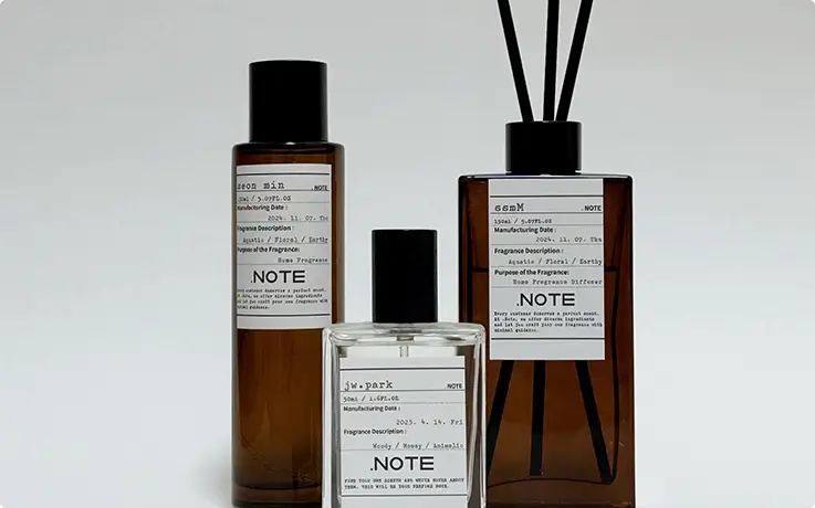 Perfume, diffuser, and room spray gift set with custom labels