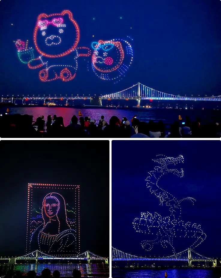 Overwhelming drone show that can be enjoyed at Gwangan Bridge Viewpoint in Busan