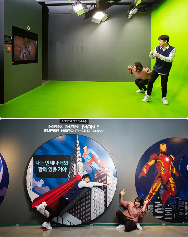 People enjoying cinema studio experience at Busan Museum of Movies