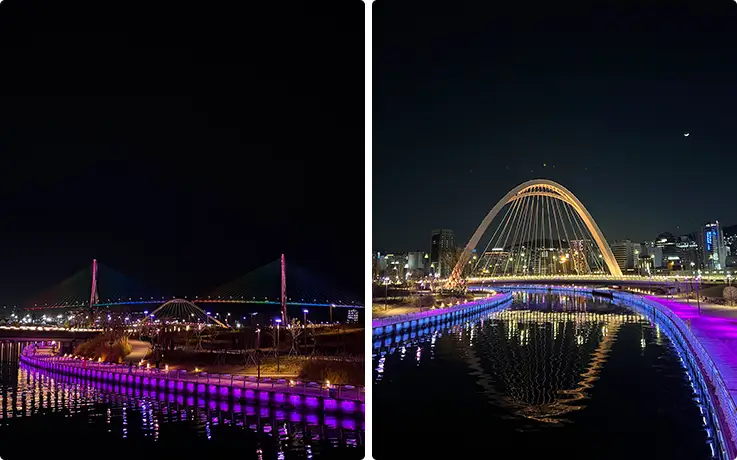 Beautiful night views at North Port Waterfront Park in Busan