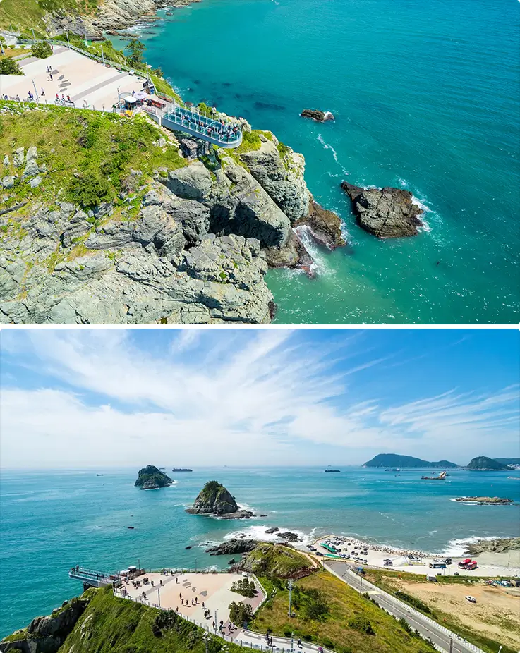 Beautiful ocean views at Oryukdo Skywalk in Busan