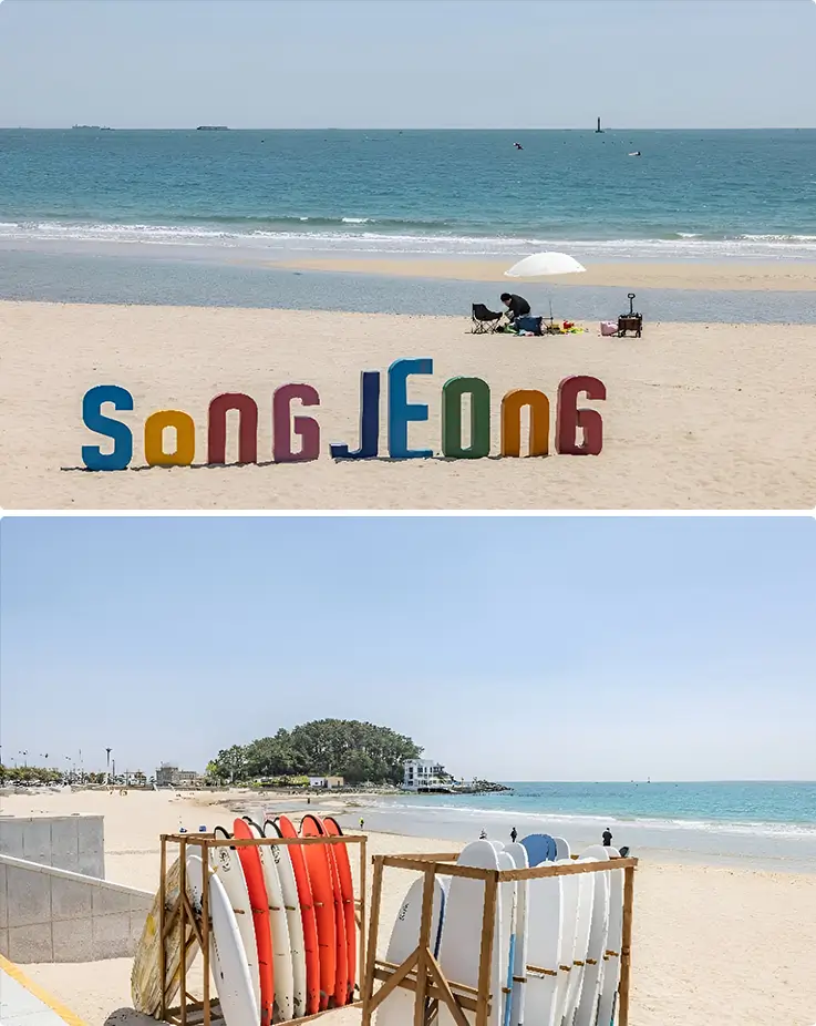 Beautiful scenery at Songjeong Beach in Busan