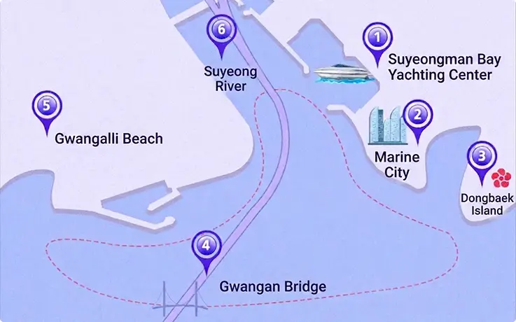 Busan yacht tour course map