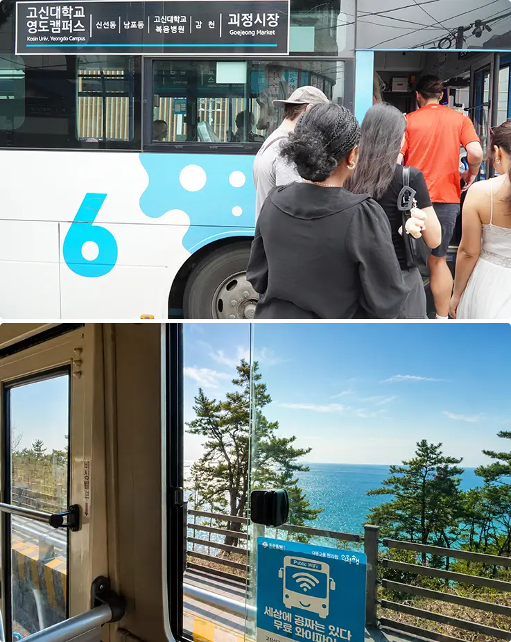 Visitor on a bus ride in Busan
