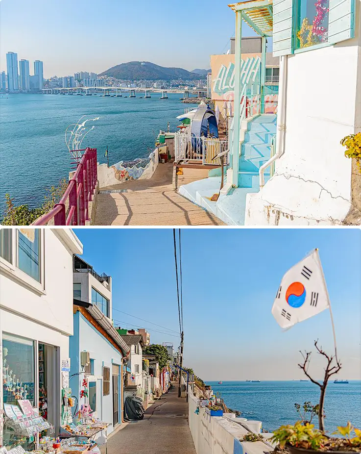 Panoramic landscapes at Yeongdo Huinnyeoul Culture Village in Busan