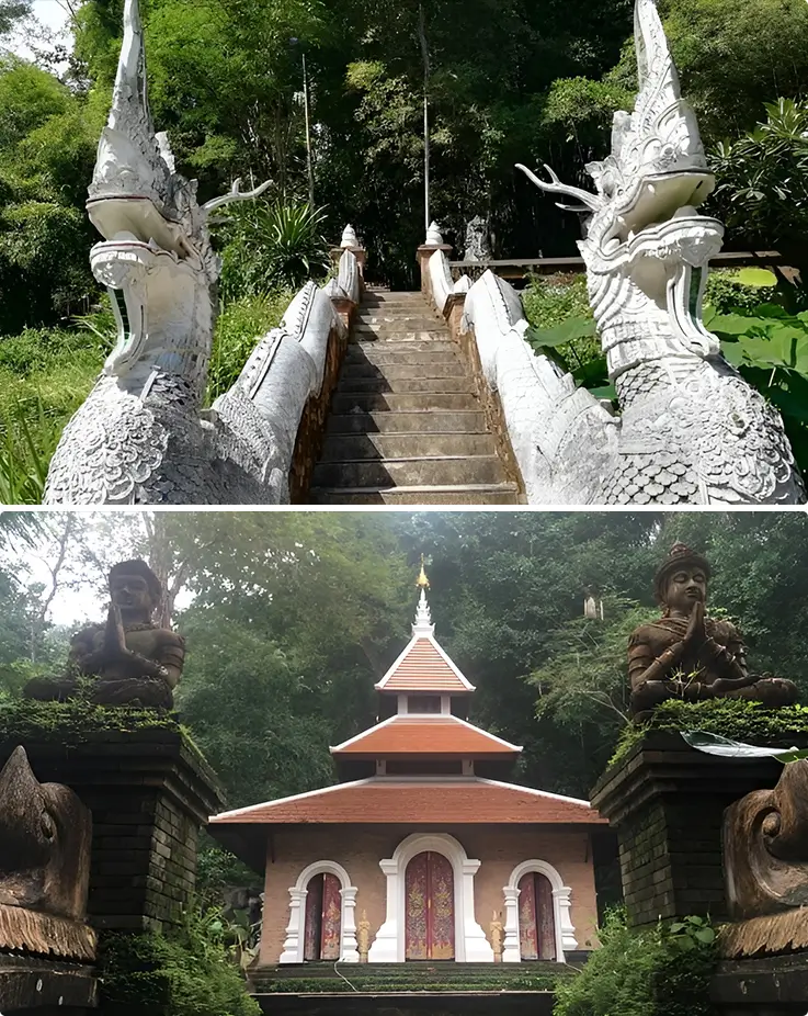 The monk's trail and architecture of Wat Pha Lat in Chiang Mai