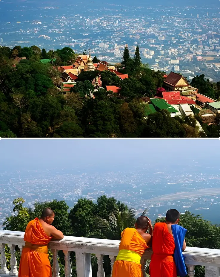 Stunning panoramic views of Wat Phra That Doi Suthep in Chiang Mai