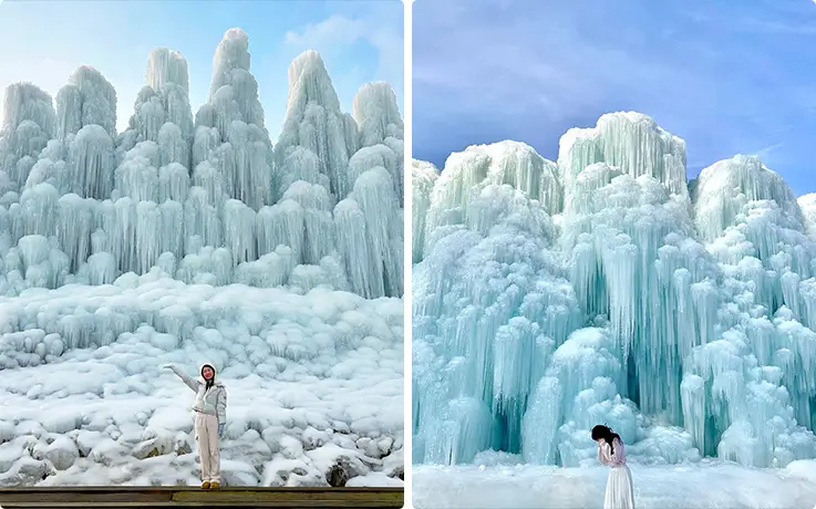10m-tall ice fountain at Chilgapsan Ice Fountain Festival