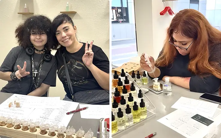 People testing scents at Uniu Scent in Daegu