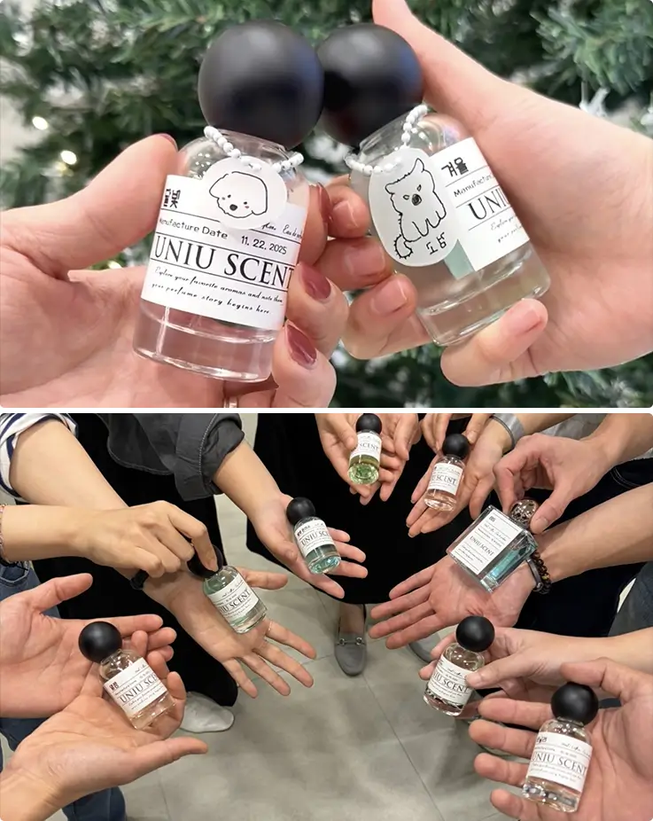 Finished perfumes/diffusers in luxurious packaging with each bottle customized