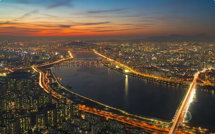 Night view of Hangang River.