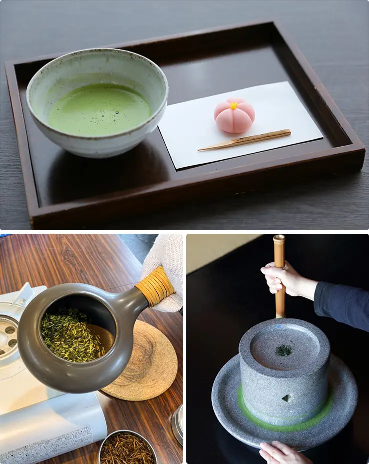 Matcha grinding experience at Hoshino Furusato Tea Culture Museum in Fukuoka