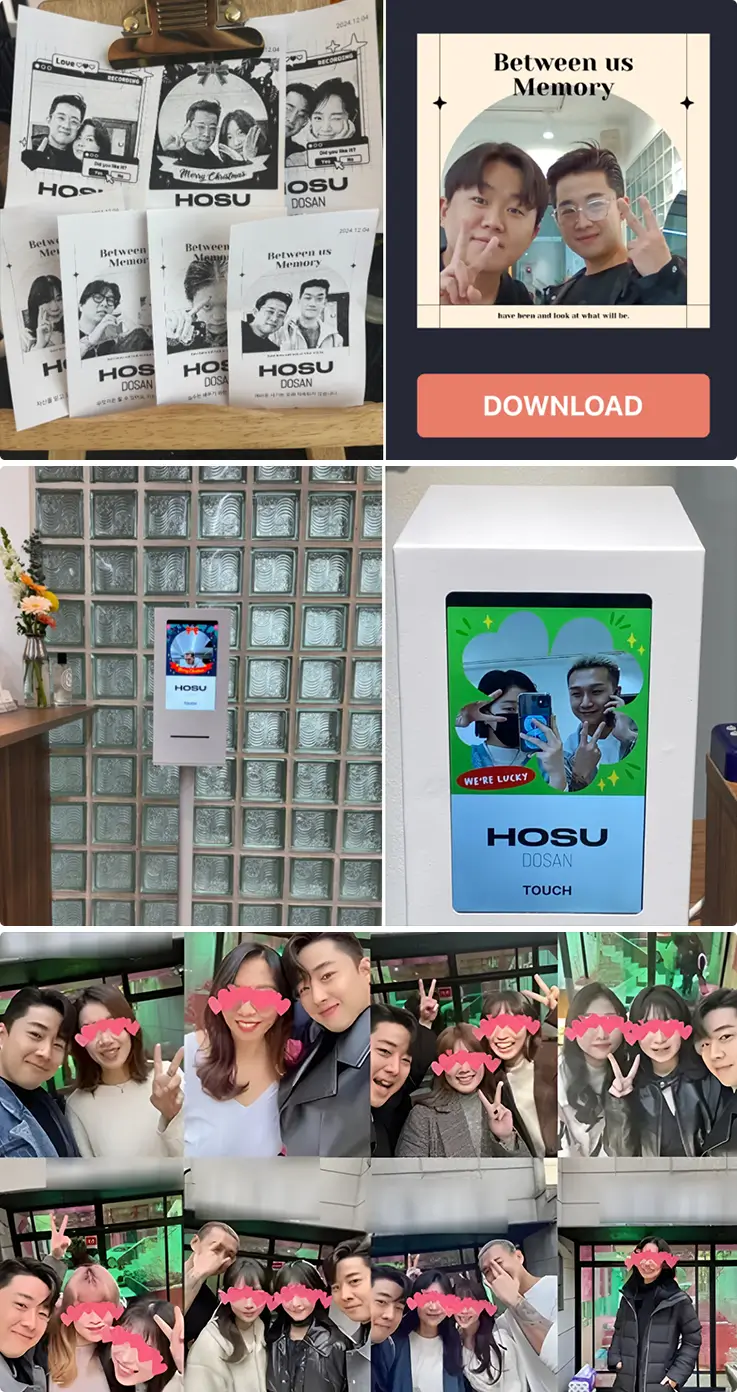 People taking photos with mini instant camera or with the director after getting service at Hosu Dosan - Cheongdam Branch in Gangnam