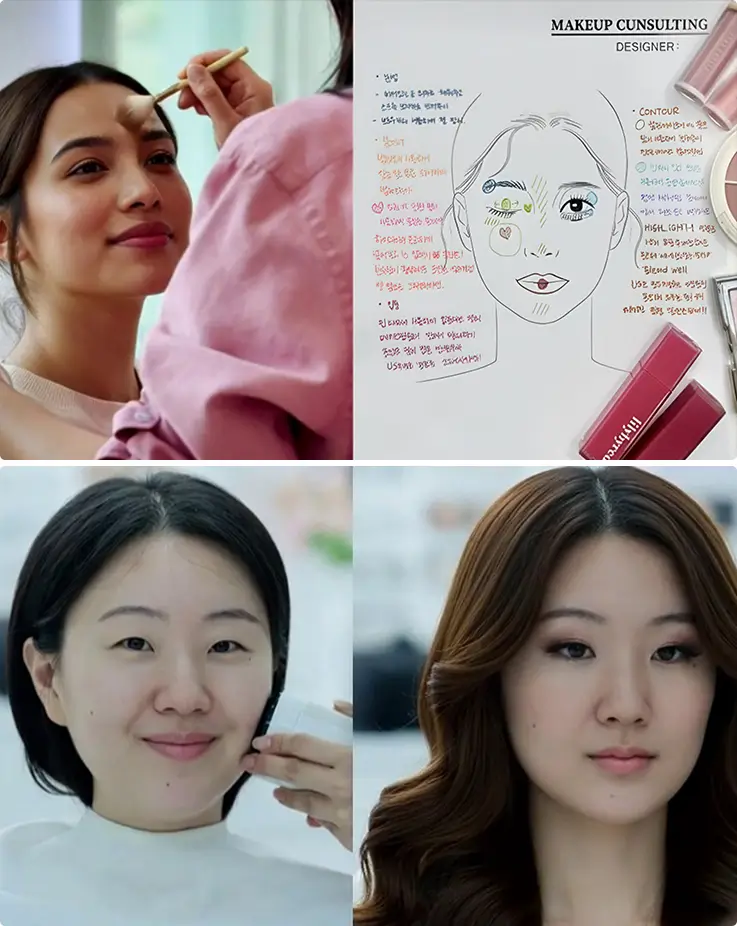 People getting makeup service at Warm N Cool in Gangnam