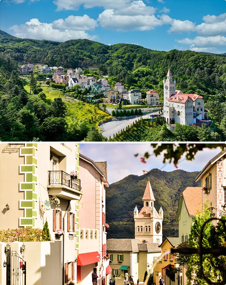 Beautiful architectures at Edelweiss Swiss Theme Park in Gapyeong