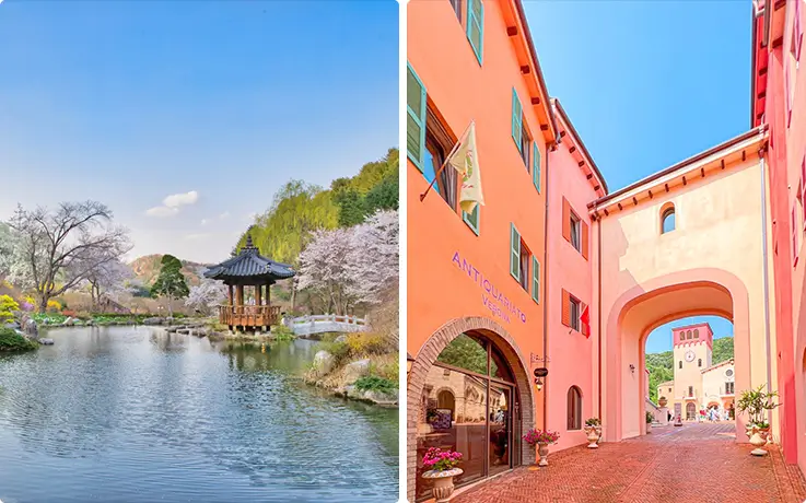 Beautiful spring views at the Garden of Morning Calm and Italian Village in Gapyeong