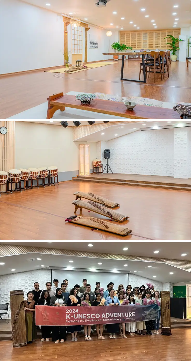 Yedarm's cultural hall showcases traditional instruments and warmly welcomes international group gatherings.