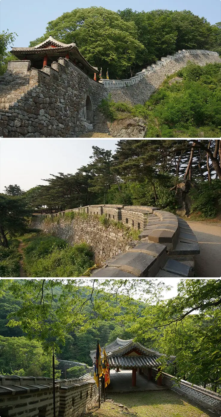 Wall trails and architectures at Namhansanseong Fortress in Gwangju
