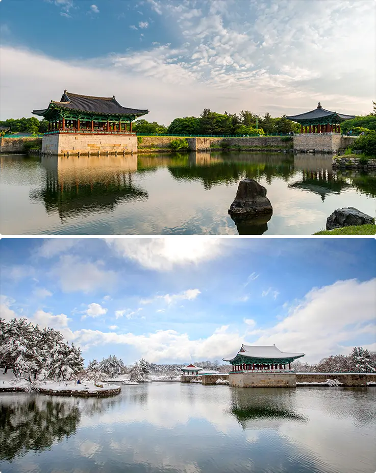 Beautiful seasonal views at Donggung Palace & Wolji Pond in Gyeongju